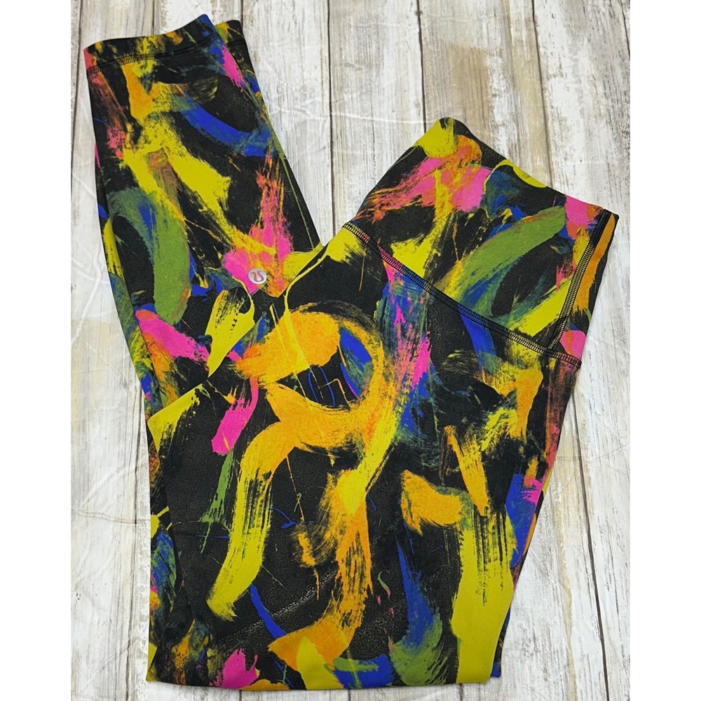 Lululemon Wunder train high rise tight leggings Size 8‎ multi color/black
